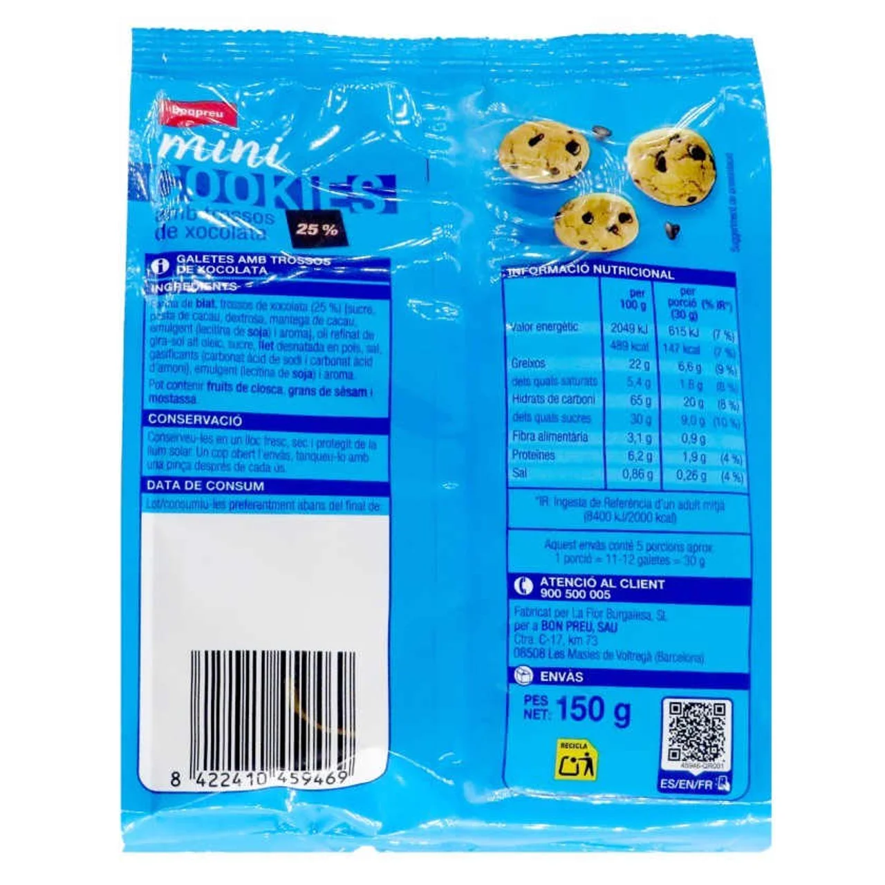 Mini cookies con trozos de chocolate