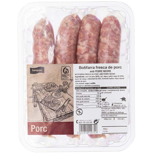 BONPREU Botifarra fresca de porc amb pebre negre