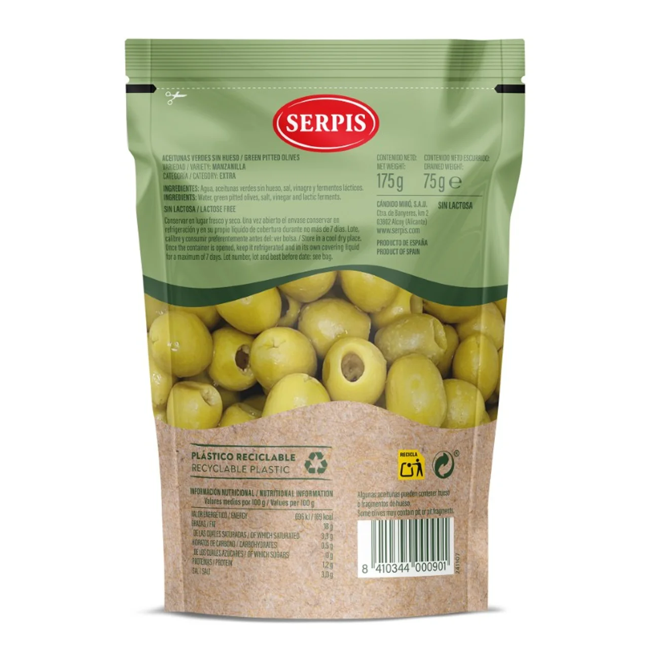Aceitunas verdes sin hueso