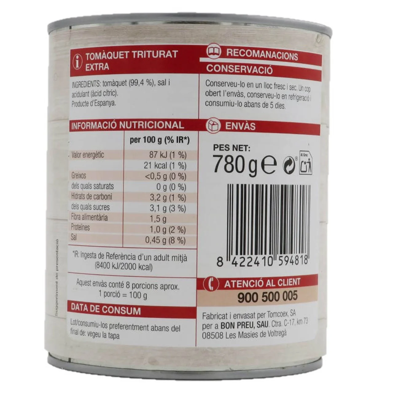 BONPREU Tomate triturado extra