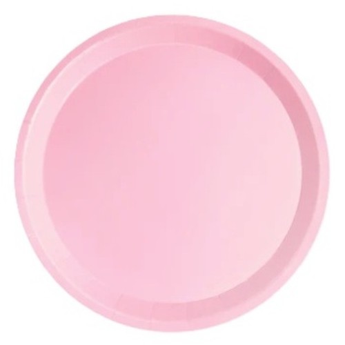  Plats de cartró plans rodons rosa pastel 17 cm