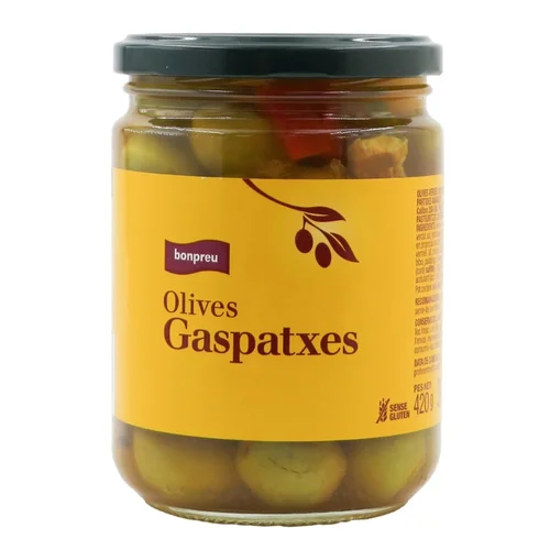 BONPREU Aceitunas con hueso adobadas con ajo