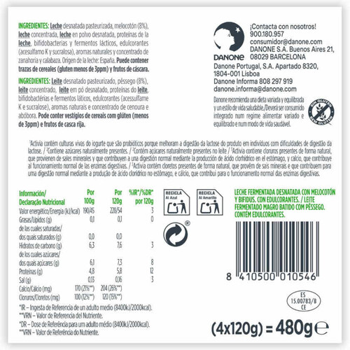 ACTIVIA Iogurt amb préssec 0%