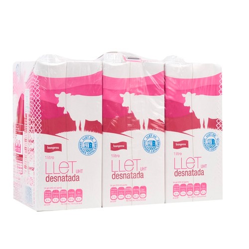 BONPREU Llet desnatada 6x1L en cartró