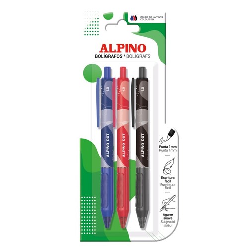 ALPINO Bolígrafs de color blau, negre i vermell Dot