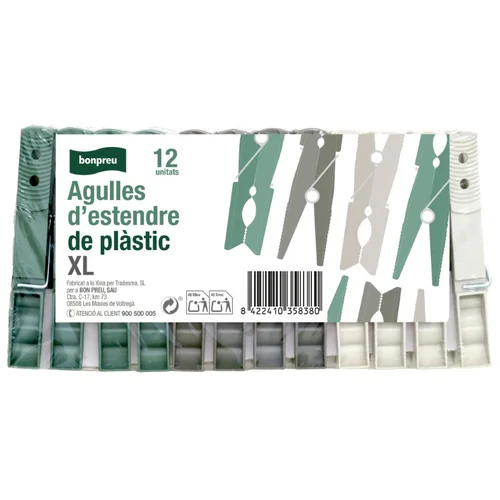 BONPREU Pinzas para tender de madera