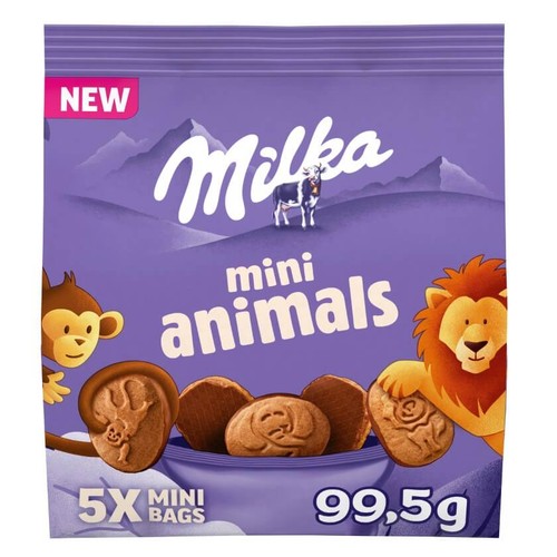MILKA Galetes animals mini banyades amb xocolata