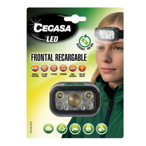 CEGASA Llanterna frontal recarregable USB