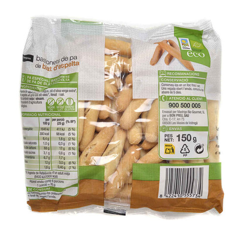 BONPREU Bastonets de pa de blat d'espelta ecològics