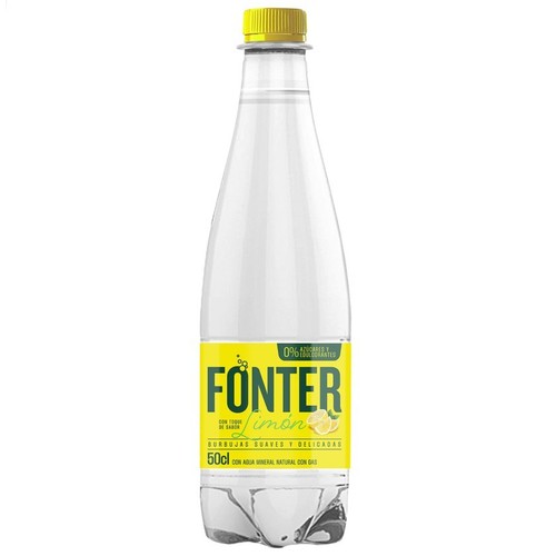 FONTER Aigua aromatitzada llimona amb gas de 50 cl en ampolla