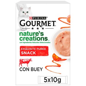 Snack de puré de ternera para gato adulto