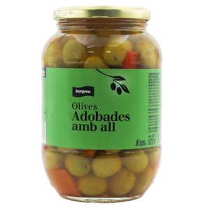 BONPREU Aceitunas adobadas con ajo