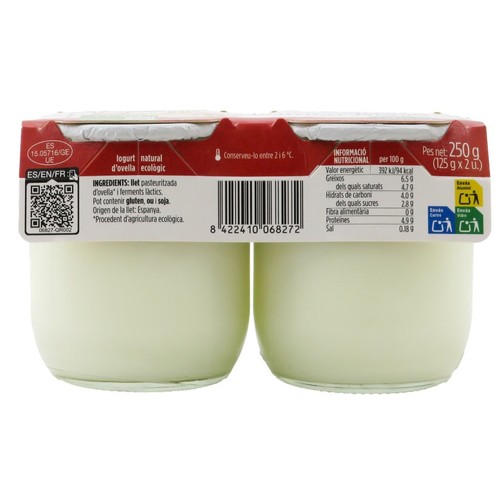 TERRA I TAST Iogurt natural d'ovella ecològic