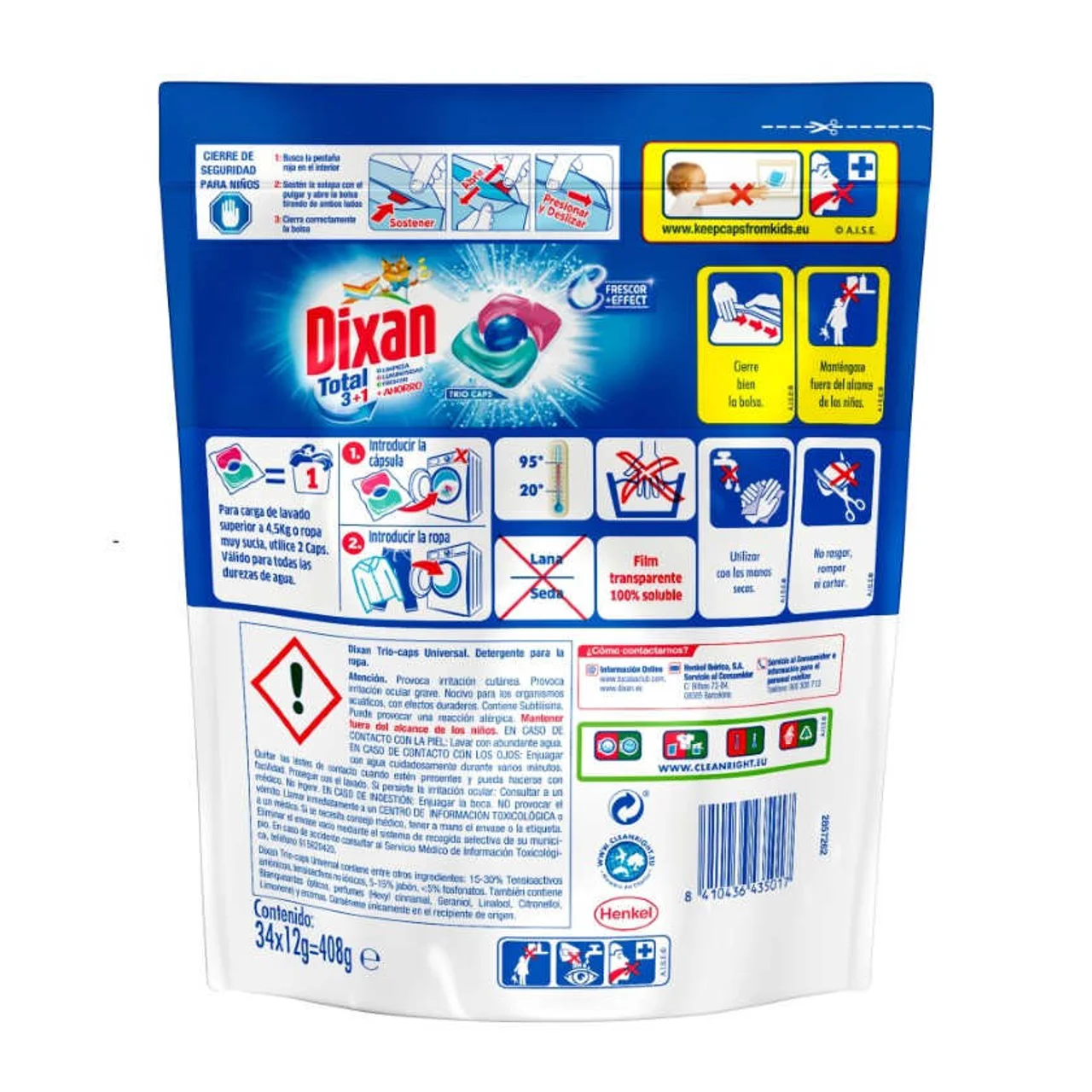 Detergente líquido triocaps de 34 dosis