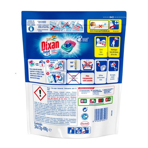 DIXAN Detergent líquid triocaps de 34 dosis