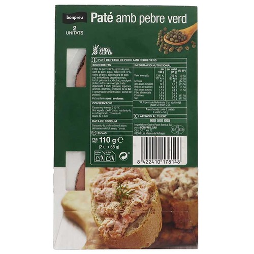 BONPREU Paté amb pebre verd
