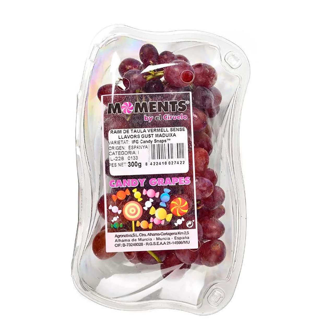 Uva de mesa roja sin semillas en bandeja de 300 gr
