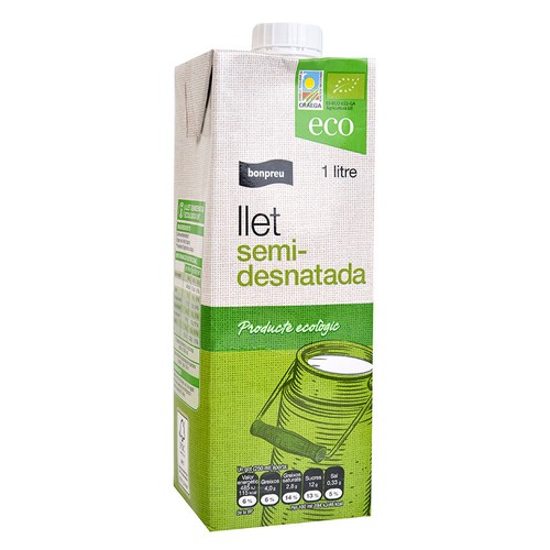BONPREU Llet semidesnatada ecològica UHT en cartró