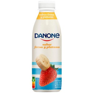 Yogur líquido de fresa y plátano