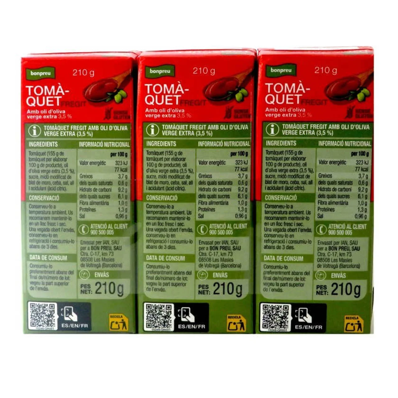 BONPREU Tomate frito con aceite de oliva virgen extra