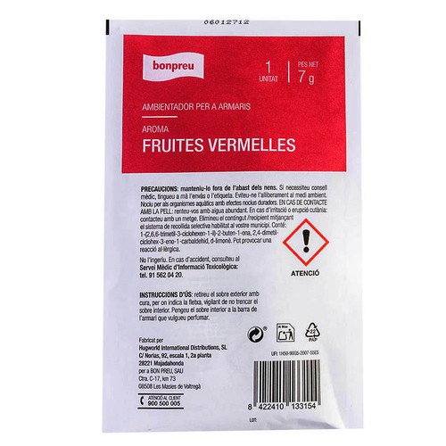 BONPREU Ambientador per a armaris aroma fruits vermells