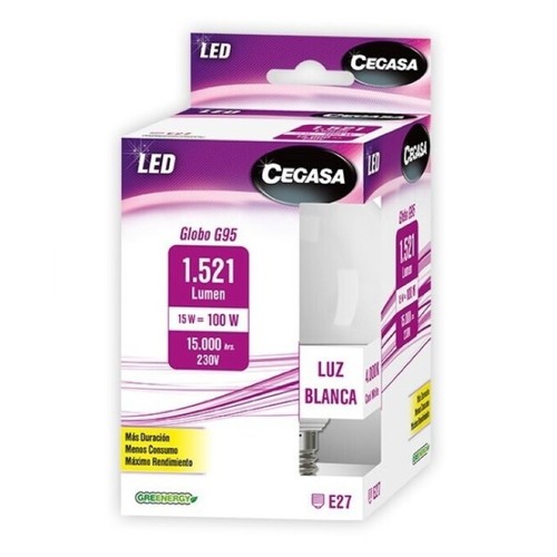 CEGASA Bombeta Led E27 G95 llum blanca 15W-4.000K