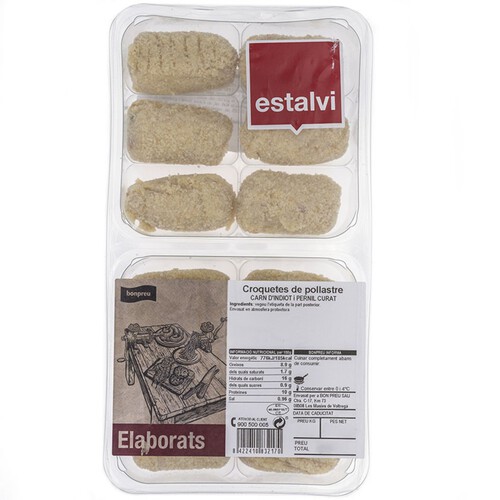 BONPREU Croquetes de pollastre, carn d'indiot i pernil curat