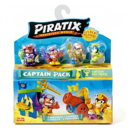 PIRATIX Pack 4 figures + vehicle + capsa Golden Capitain