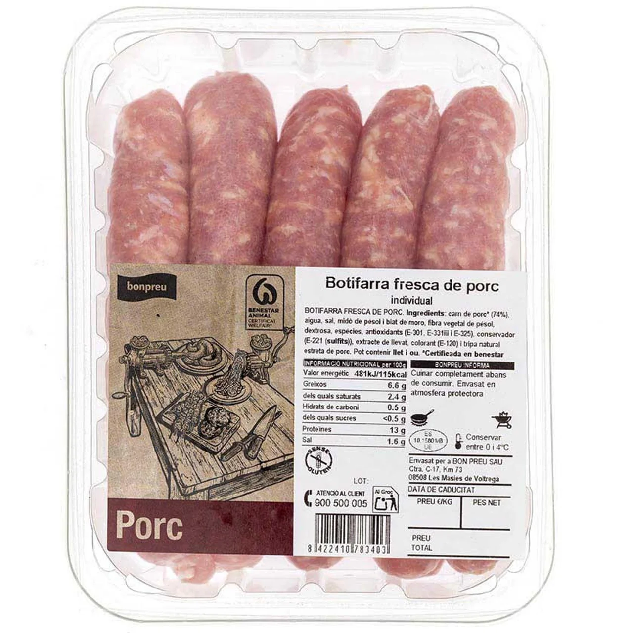 BONPREU Butifarra fresca de cerdo individua
