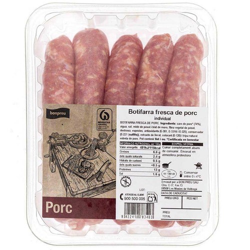BONPREU Botifarra fresca de porc individual