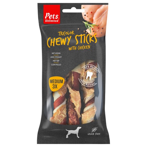PETS UNLIMITED Snack de pollastre tricolor per a gos mitjà