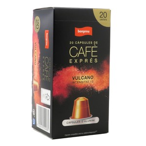 BONPREU Cápsulas de café Vulcano Intensidad 12