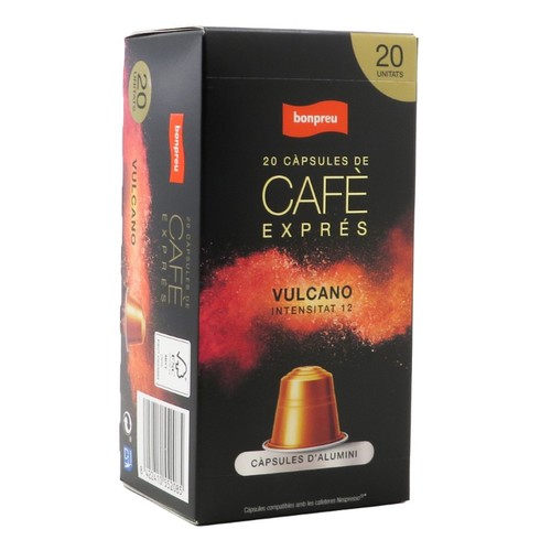 BONPREU Càpsules de cafè Vulcano Intensitat 12