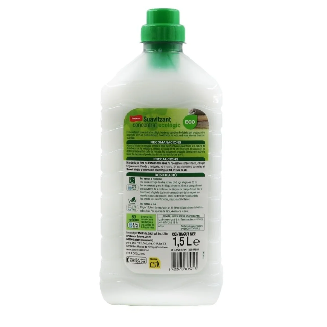 BONPREU Suavizante concentrado ecológico de 60 dosis