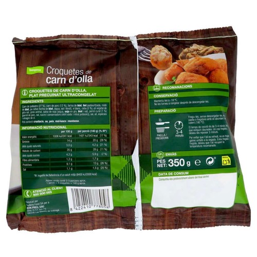 BONPREU Croquetes de carn d'olla