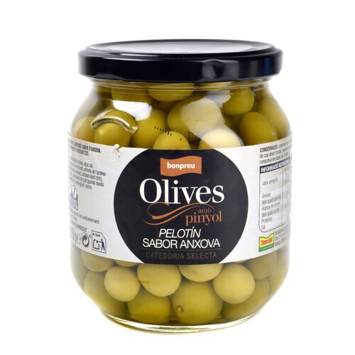 BONPREU Olives amb pinyol  Pelotín sabor anxova