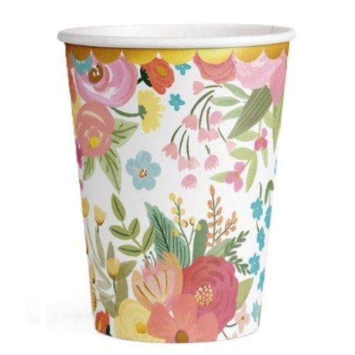  Gots de cartró amb disseny floral 27 cl