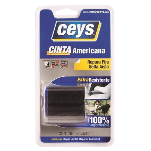 CEYS Cinta americana negra 50m x 50mm
