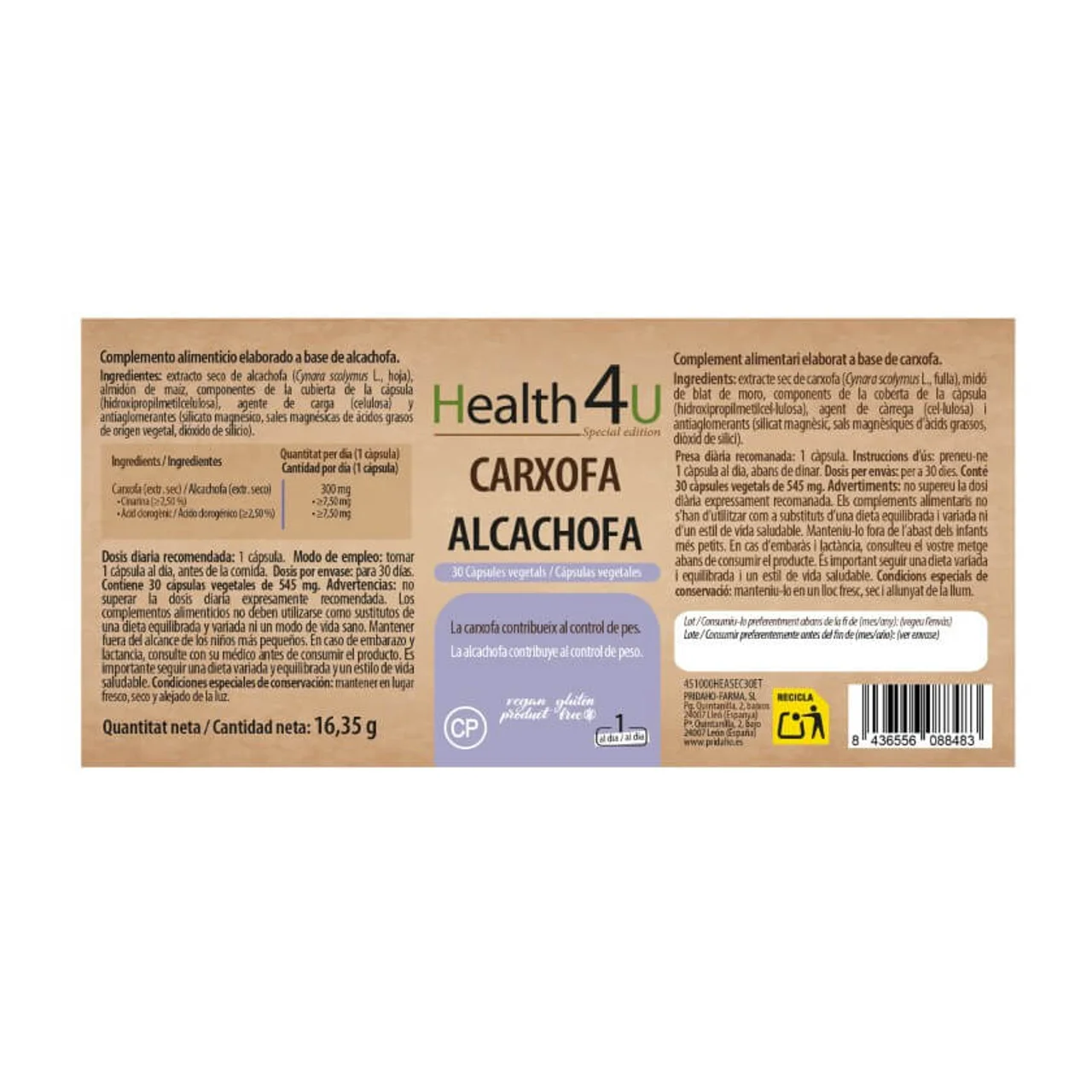 HEALTH 4U Complemento alimenticio de alcachofa