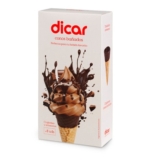 DICAR Galetes per a gelat cucurutxo banyat de xocolata