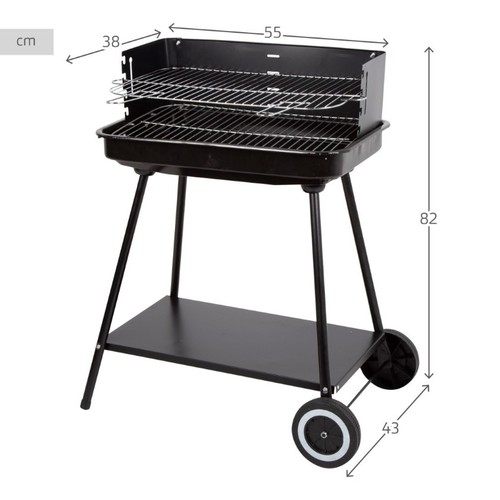 AKTIVE Barbacoa rectangular de carbó 55cm
