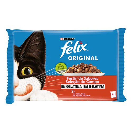 FELIX Menjar en gelatina de carn per a gats adults