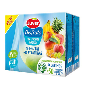 JUVER DISFRUTA Néctar 10 frutas sin azúcares en cartón 6 x 0.2L