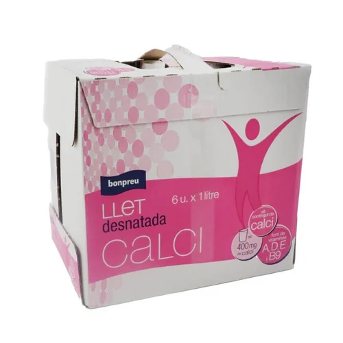 BONPREU Leche semidesnatada con calcio 6x1L en cartón