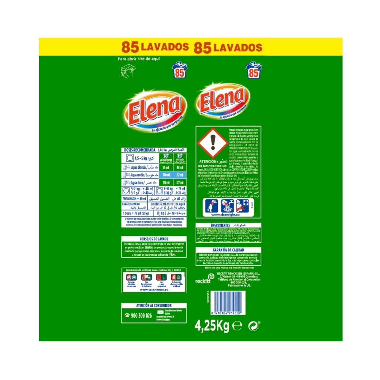Detergente en polvo de 85 dosis