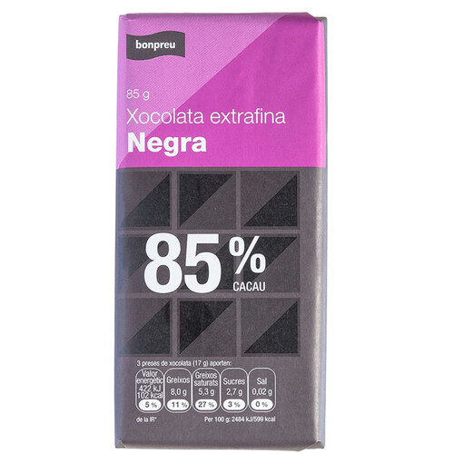 BONPREU Xocolata extrafina negra 85%