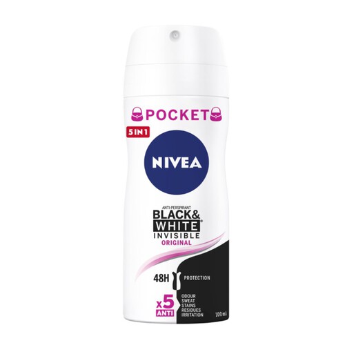 NIVEA Desodorant invisible B&W en esprai format viatge