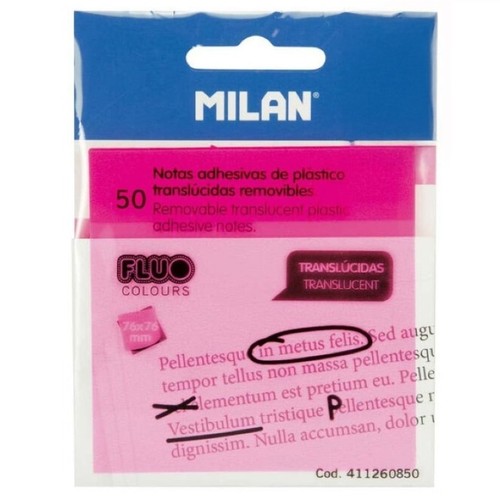 MILAN Bloc de notes adhesives rosa fluor