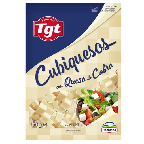 Queso gouda y cheddar en dados