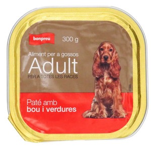 Imagen de BONPREU Menjar en paté amb bou i verdures per a gos adult